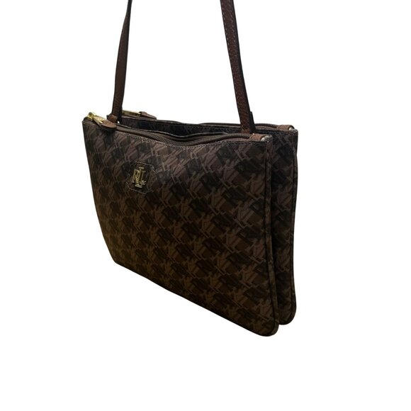 Polo Ralph Lauren Women’s Brown Faux Leather With RLL Monogram Crossbody Bag - Picture 3 of 13